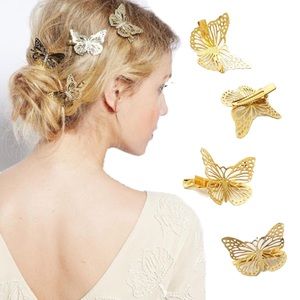 2/$35🖤 Set of 4 Gold Plated Openwork Boho Butterfly Bridal Wedding Hair …